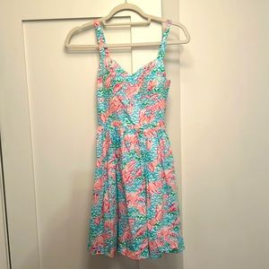 Lilly Pulitzer lobster print dress with sweetheart neckline. Size 0. Worn once!